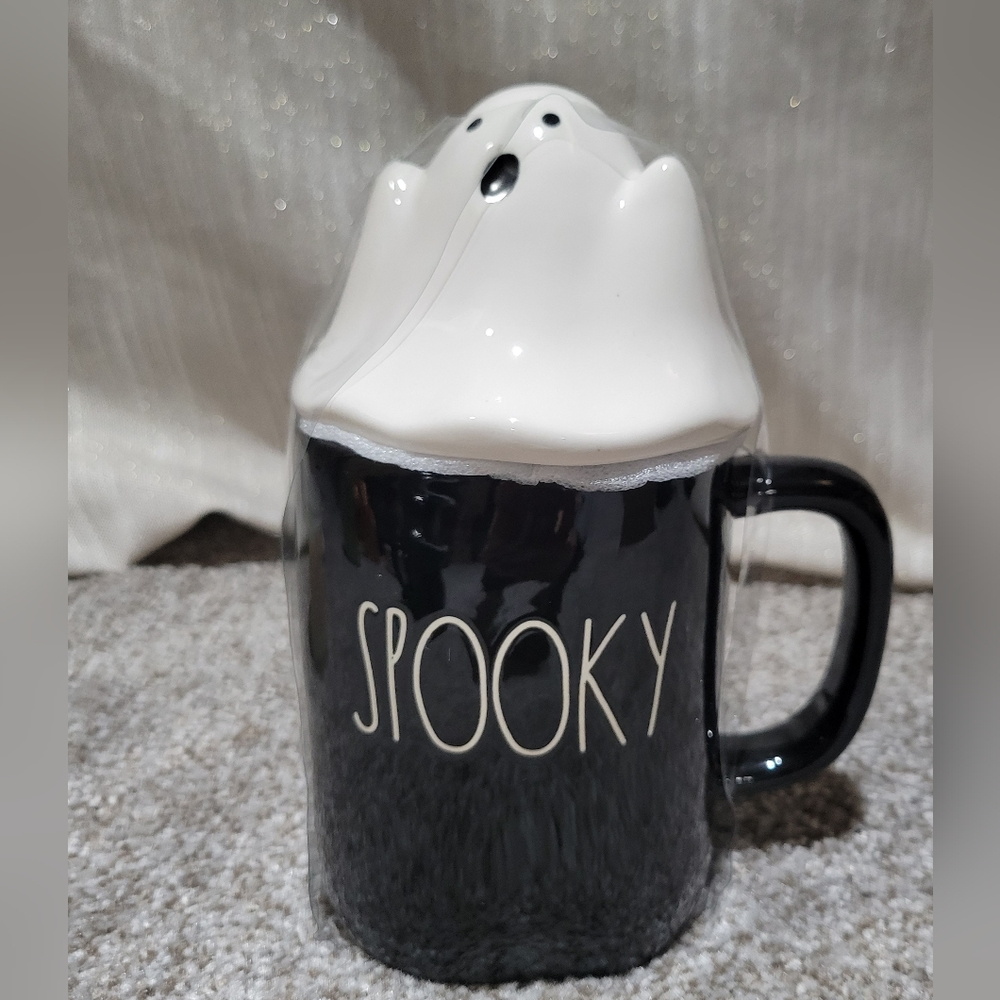 Rae Dunn SPOOKY Ghost topped Figural Halloween Mug